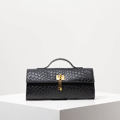 Geometric Baguette Clasp Bag — black