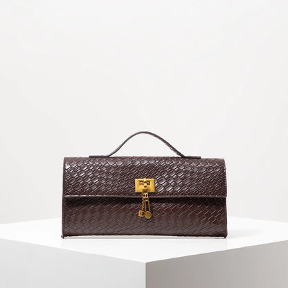 Geometric Baguette Clasp Bag — Coffee