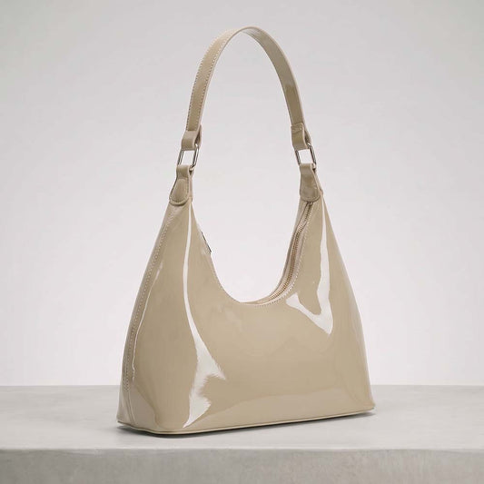 Glossy Crescent Shoulder Bag