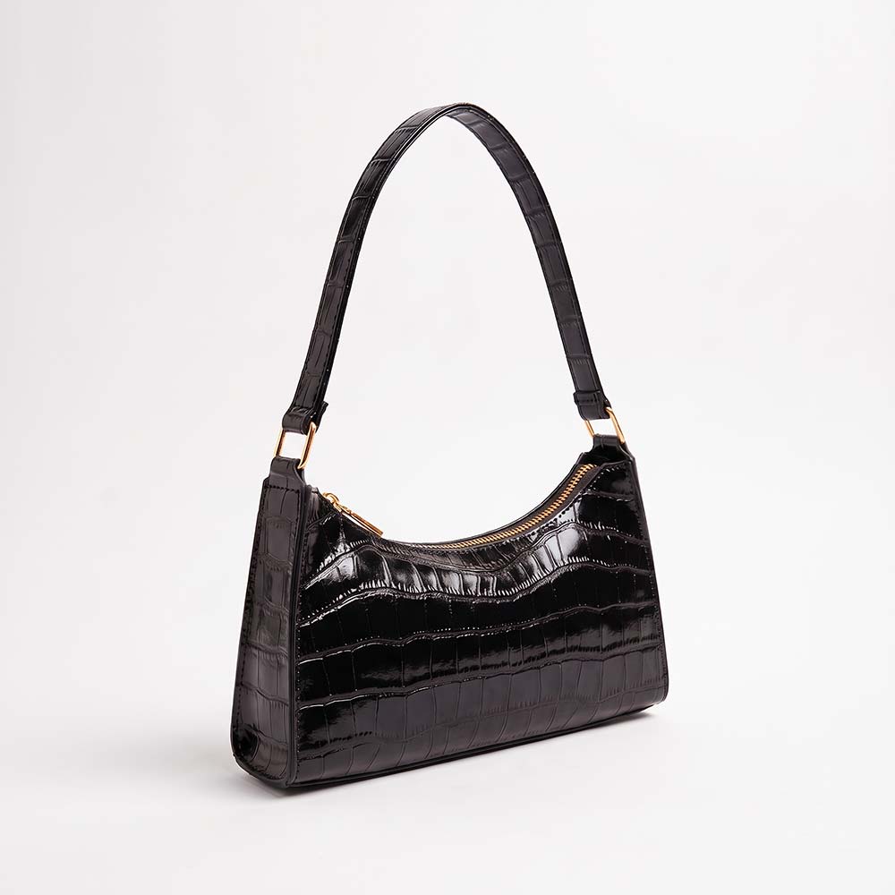 Ondine Croc-Embossed Shoulder Bag